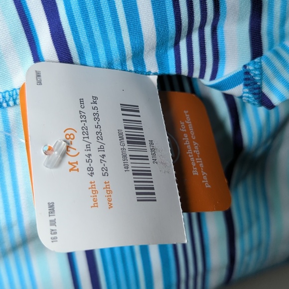 GymGo Blue Striped Athletic Leggings Breathable Girls Size M 7-8 NEW NWT - Picture 2 of 3